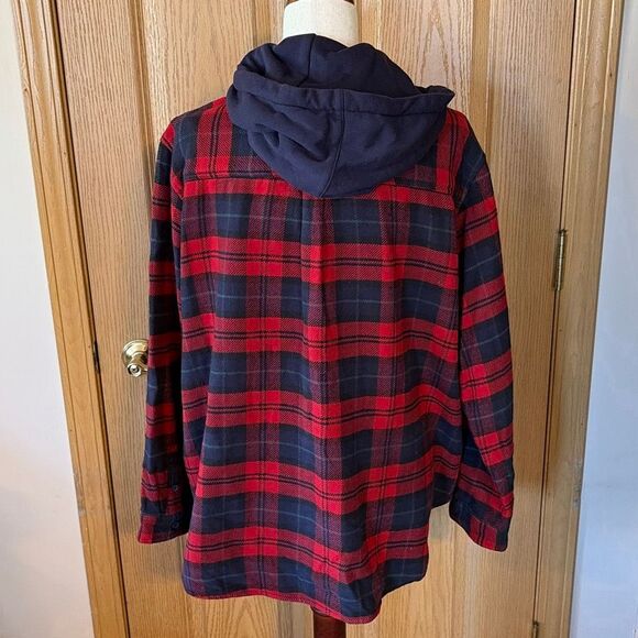 American Eagle Cozy Cabin Oversized Hooded Flannel Shirt Large - Picture 4 of 7